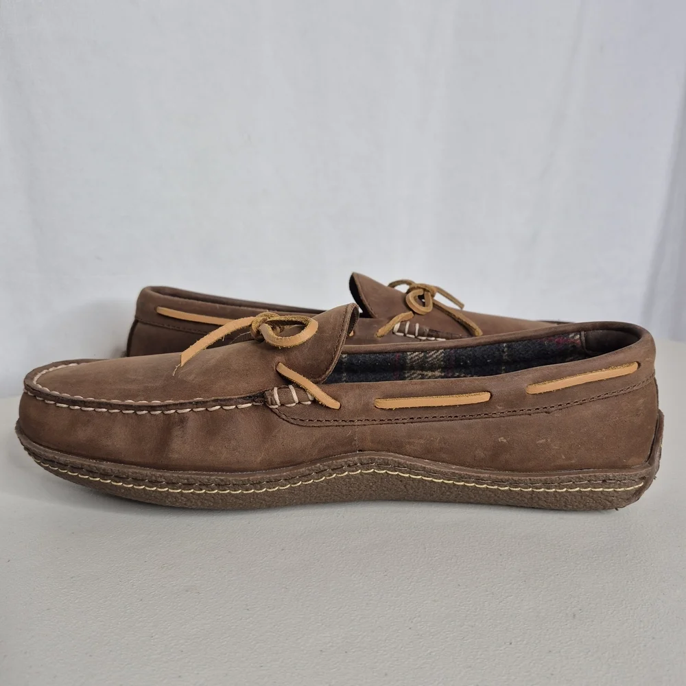 L.L. Bean Handsewn Flannel Lined Slippers - Size 10